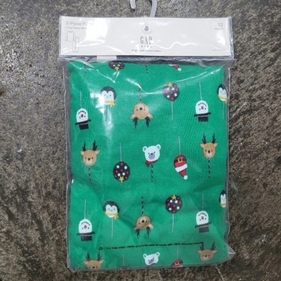 Gap Kids Organic Cotton Cake Pop Green Pajamas Set Size 12 New - Picture 4 of 4